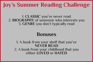 Joy's Summer Reading Challenge. www.joyerancatore.com