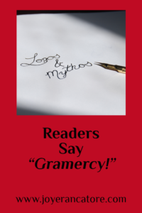 How can we as Readers express the gratitude we hold for the Writers who create worlds or impart knowledge to us? I'm so glad you asked! www.joyerancatore.com