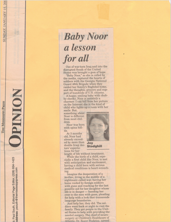 Baby Noor a Lesson for All Joy E. Stodghill article icon