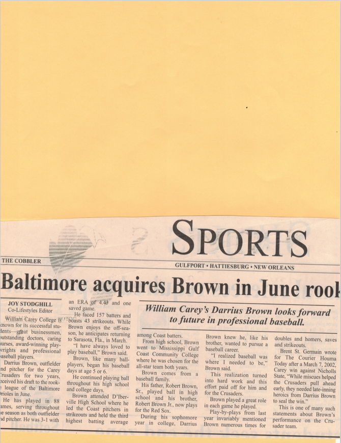 Baltimore Acquires Brown in June Rookie League Draft Joy E. Stodghill article icon