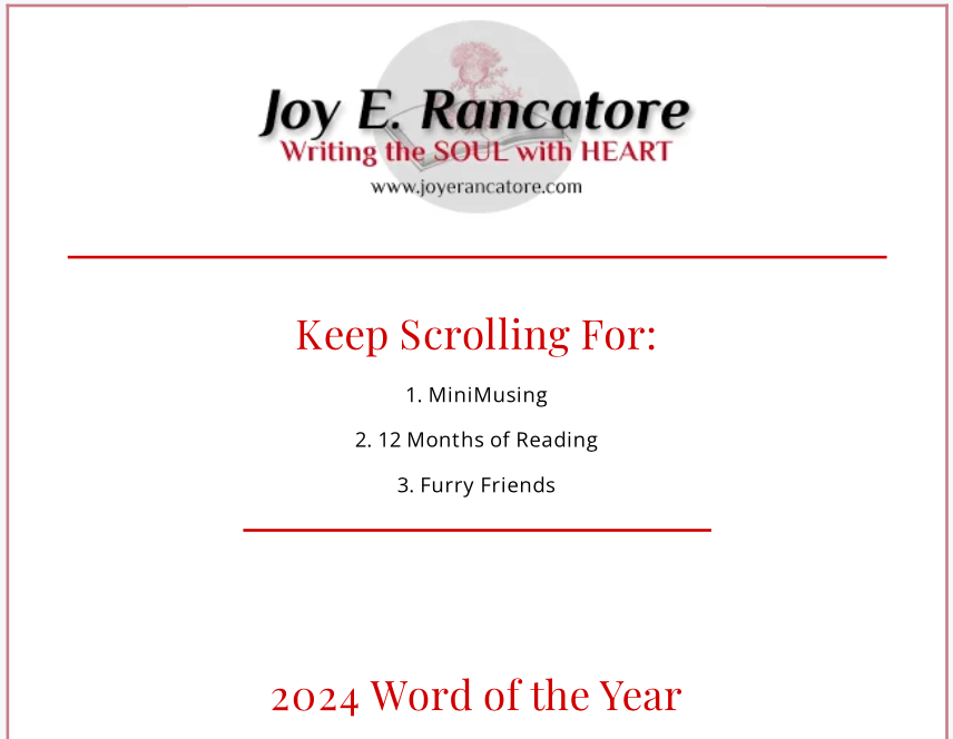 screenshot of Joy E. Rancatore's Author January 2024-B Newsletter