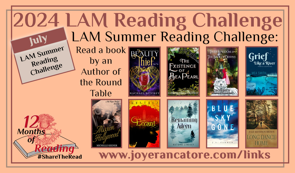 Nine book cover options for the July 2024 LAM 12 Months of Reading Challenge