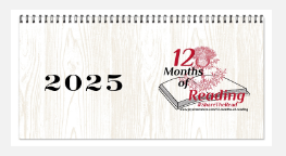 Front view of the 2025 12 Months of Reading Calendar. A gift to readers who complete the challenge; also available for purchase from author Joy E. Rancatore.