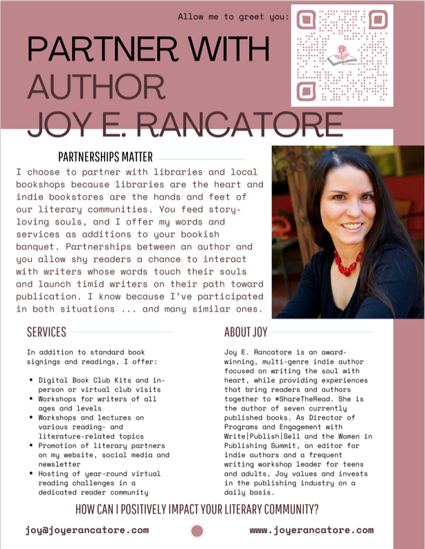 Download the fast facts about award-winning, multi-genre Indie Author, Joy E. Rancatore and her collection of Southern fiction with Christian roots, Carolina's Legacy Collection: Any Good Thing, This Good Thing, Every Good Thing and One Good Thing.