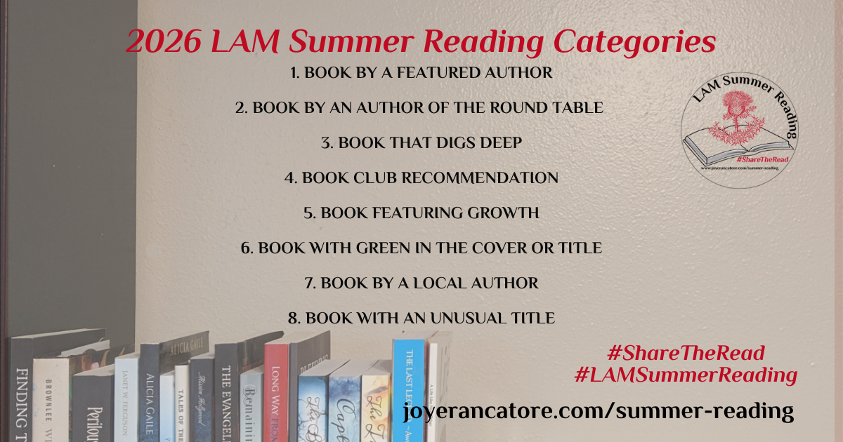 2026 LAM Summer Reading Challenge Categories Graphic listing the eight book categories for the 2025 LAM Summer Reading Challenge.